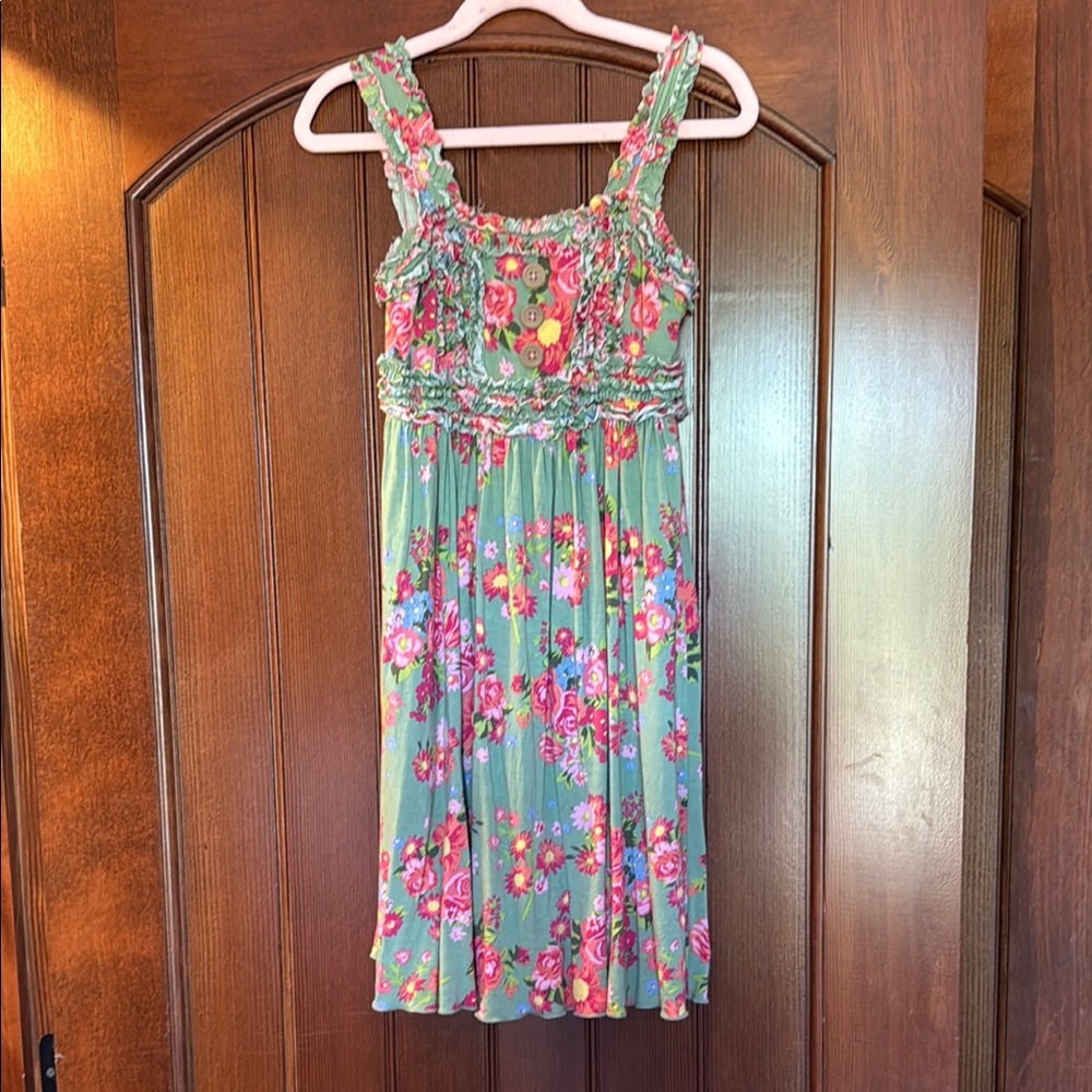 Matilda Jane Pink and Green Sleeveless floral Sundress size 8